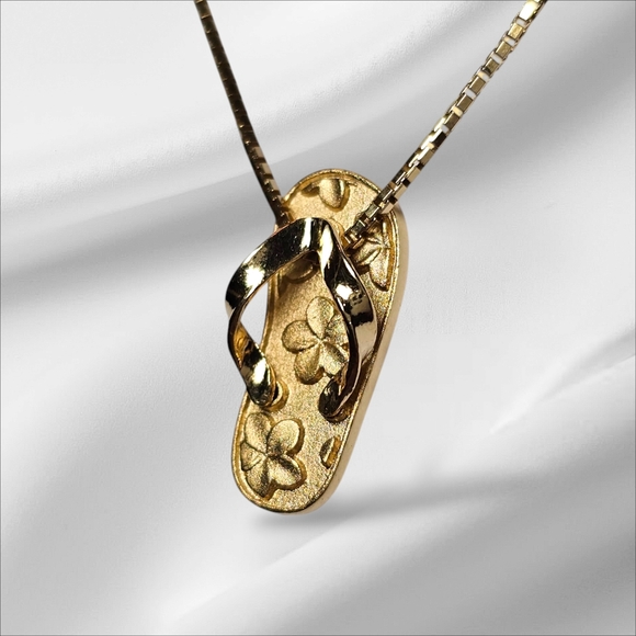 Vintage 14k solid gold slippa flip flop pendant - Picture 5 of 16